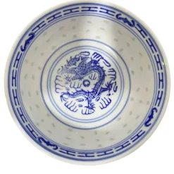 Chinesische Orchideen-Drachenschale – Traditionelle Dessertschale aus blau-weißem Porzellan