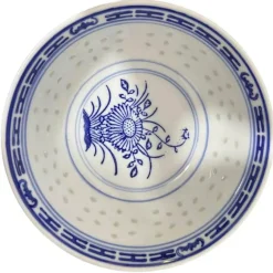 Chinesische Orchideen-Drachenschale – Traditionelle Dessertschale aus blau-weißem Porzellan