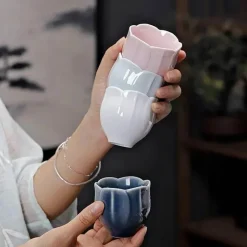 Chinesisches Kung-Fu-Teetassen-Set – Blumenkeramik, Espresso-Keramik