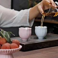 Chinesisches Kung-Fu-Teetassen-Set – Blumenkeramik, Espresso-Keramik