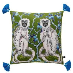 Chinoiserie Zebra Kissenbezug - Dekoratives Pfingstrosen Quastenkissen