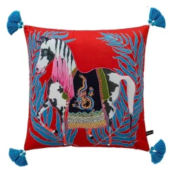 Chinoiserie Zebra Kissenbezug - Dekoratives Pfingstrosen Quastenkissen