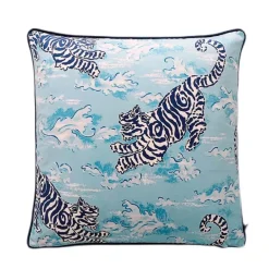 Chinoiserie Zebra Kissenbezug - Dekoratives Pfingstrosen Quastenkissen