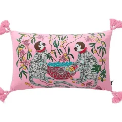 Chinoiserie Zebra Kissenbezug - Dekoratives Pfingstrosen Quastenkissen