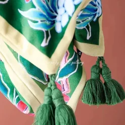 Chinoiserie Zebra Kissenbezug - Dekoratives Pfingstrosen Quastenkissen