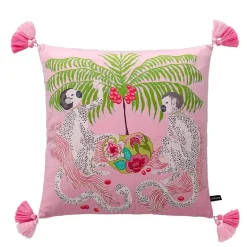 Chinoiserie Zebra Kissenbezug - Dekoratives Pfingstrosen Quastenkissen
