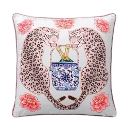 Chinoiserie Zebra Kissenbezug - Dekoratives Pfingstrosen Quastenkissen