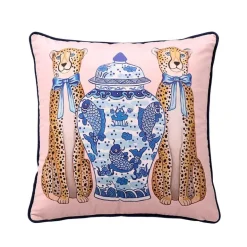 Chinoiserie Zebra Kissenbezug - Dekoratives Pfingstrosen Quastenkissen
