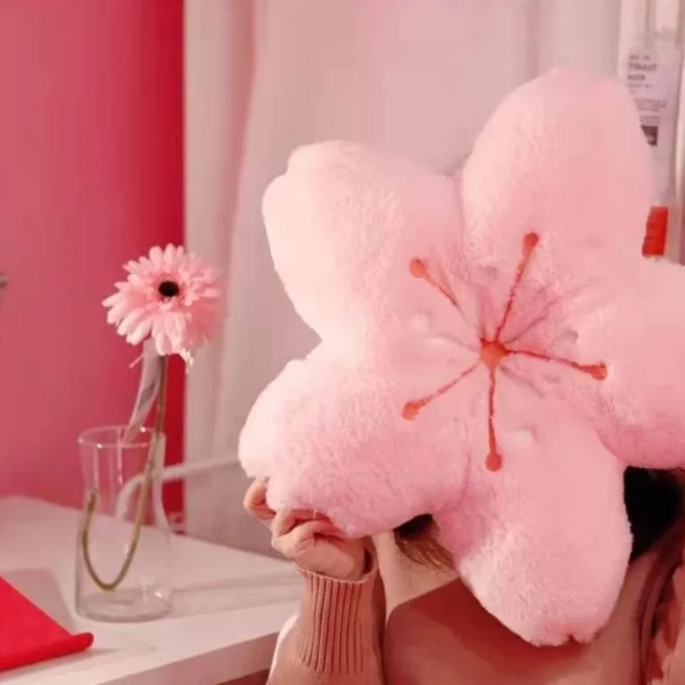 Colorful Cherry Blossom Seat Cushion Pillow - Decorative Floral Throne Pad