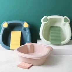 Compact Washboard Cleaner - Thick Plastic Washbasin Scrubber