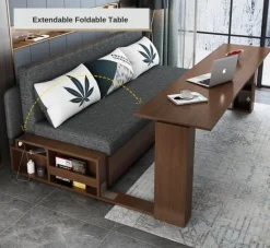 Compact Wooden Sofa Bed - Multifunctional Minimalist Design