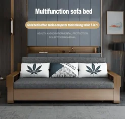 Compact Wooden Sofa Bed - Multifunctional Minimalist Design