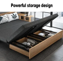 Compact Wooden Sofa Bed - Multifunctional Minimalist Design