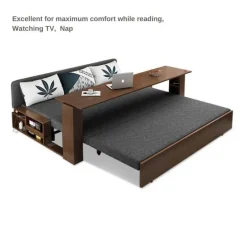 Compact Wooden Sofa Bed - Multifunctional Minimalist Design