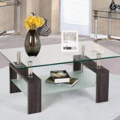 Couchtisch aus gehärtetem Glas – Modernes rechteckiges Design mit Stauraum