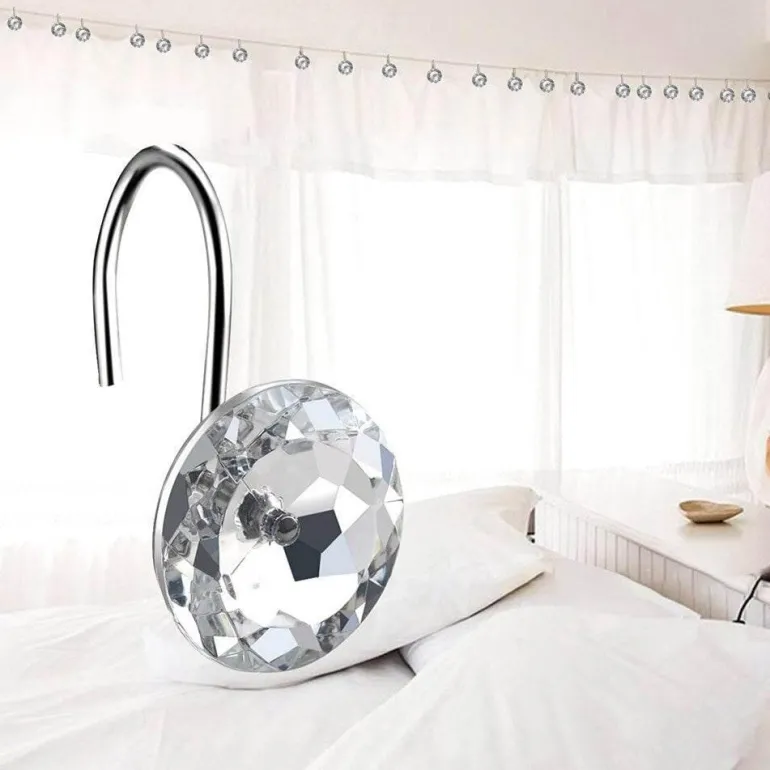 Crystal Ball Shower Curtain Hooks - Decorative Bathroom Accessories