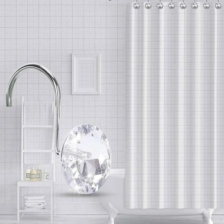 Crystal Ball Shower Curtain Hooks - Decorative Bathroom Accessories