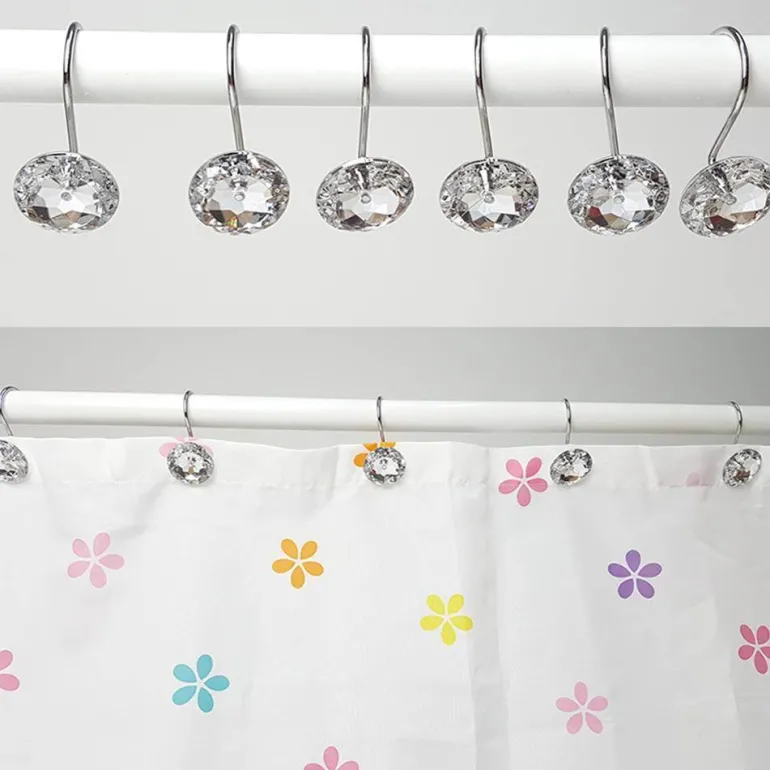 Crystal Ball Shower Curtain Hooks - Decorative Bathroom Accessories