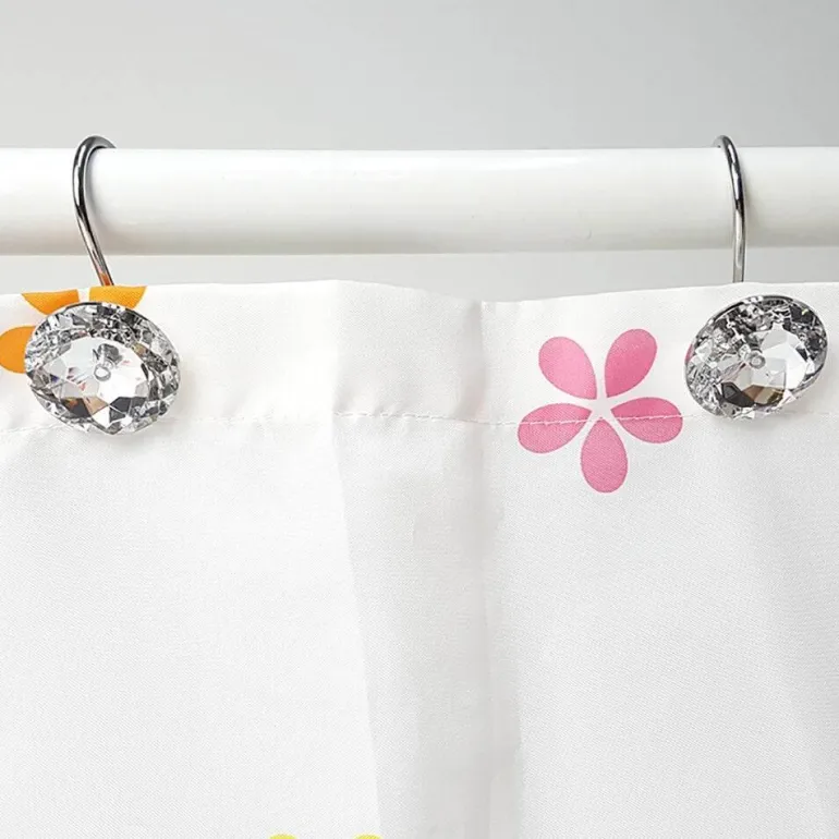 Crystal Ball Shower Curtain Hooks - Decorative Bathroom Accessories