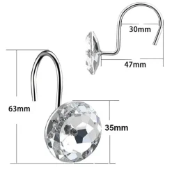 Crystal Ball Shower Curtain Hooks - Decorative Bathroom Accessories