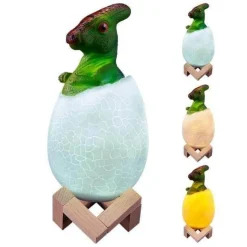 3D Dinosaur Egg Night Light - Colorful Remote Control Bedside Lamp