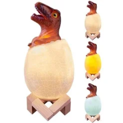3D Dinosaur Egg Night Light - Colorful Remote Control Bedside Lamp