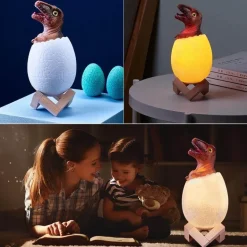 3D Dinosaur Egg Night Light - Colorful Remote Control Bedside Lamp