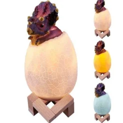 3D Dinosaur Egg Night Light - Colorful Remote Control Bedside Lamp