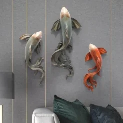 3D Fisch Wandaufkleber - Modernes Feng Shui Harz Dekor