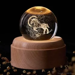 3D Galaxy Crystal LED Music Lamp - Rotating Night Light