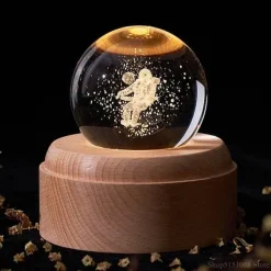 3D Galaxy Crystal LED Music Lamp - Rotating Night Light