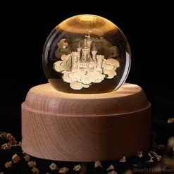 3D Galaxy Crystal LED Music Lamp - Rotating Night Light