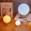 3D Moon Night Lamp - Rechargeable LED Touch Light