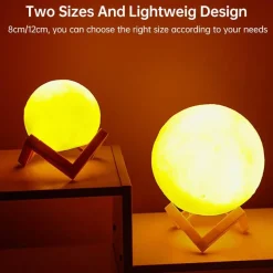 3D Moon Night Lamp - Rechargeable LED Touch Light