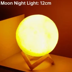 3D Moon Night Lamp - Rechargeable LED Touch Light