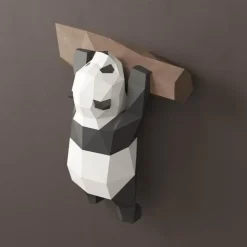3D Panda Wandkunst - Handgemachtes geometrisches Dekor