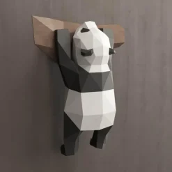 3D Panda Wandkunst - Handgemachtes geometrisches Dekor