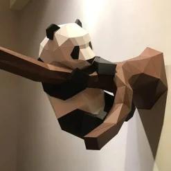 3D Panda Wandkunst - Handgemachtes geometrisches Dekor