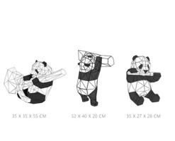 3D Panda Wandkunst - Handgemachtes geometrisches Dekor