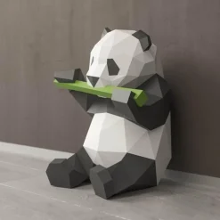 3D Panda Wandkunst - Handgemachtes geometrisches Dekor