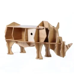 3D Rhino Puzzle Coffee Table - Unique Self-Build Organizer Design