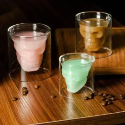 3D Totenkopfglas - Doppelwandiger Trinkbecher