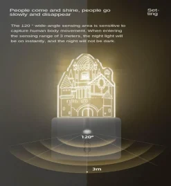 3D wiederaufladbare LED-Nachtlampe – stilvolle Wandleuchte