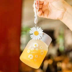 Daisy Flower 350 ml Glaswasserflasche – Stilvoller tragbarer Becher