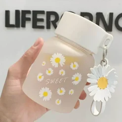 Daisy Flower 350 ml Glaswasserflasche – Stilvoller tragbarer Becher