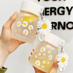 Daisy Flower 350 ml Glaswasserflasche – Stilvoller tragbarer Becher