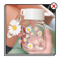 Daisy Flower 350 ml Glaswasserflasche – Stilvoller tragbarer Becher