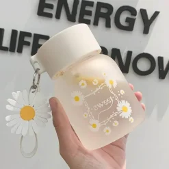 Daisy Flower 350 ml Glaswasserflasche – Stilvoller tragbarer Becher