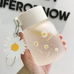 Daisy Flower 350 ml Glaswasserflasche – Stilvoller tragbarer Becher