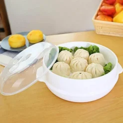 Dampfgarer-Schüssel für die Mikrowelle – runder Heizbehälter mit Deckel